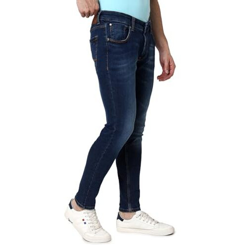 Spykar Men's Super Skinny Low Rise Jeans Mid Blue