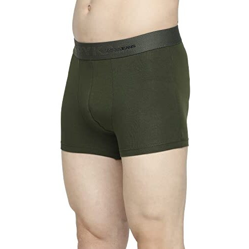 Underjeans Men Olive Cotton Blend Trunk Regular Fit Solid (Pack Of 1) (Ujnpts058 L)