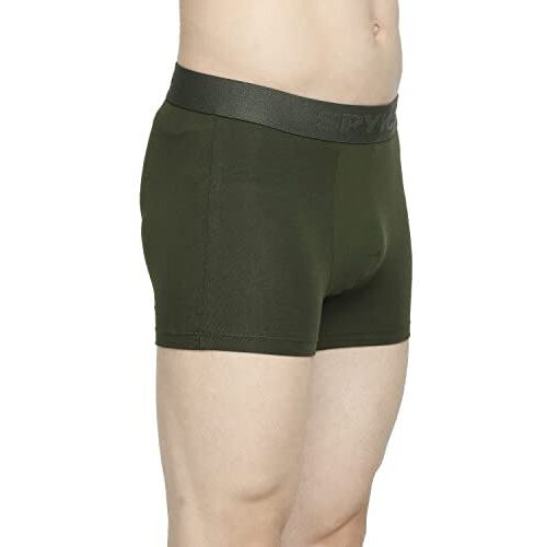 Underjeans Men Olive Cotton Blend Trunk Regular Fit Solid (Pack Of 1) (Ujnpts058 L)