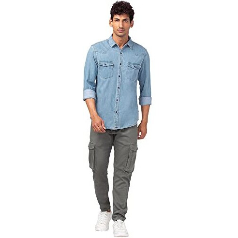 Spykar Men Denim Full Sleeve Slim Fit Shirt