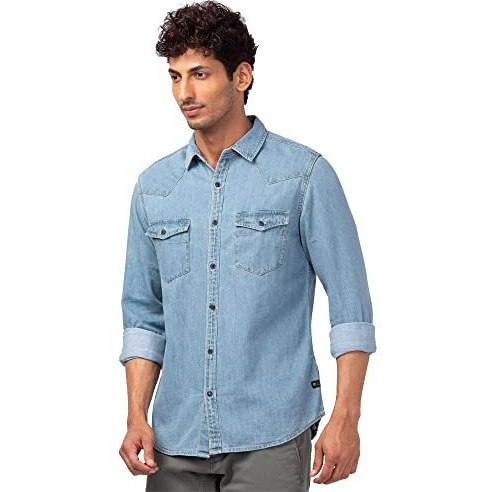 Spykar Men Denim Full Sleeve Slim Fit Shirt