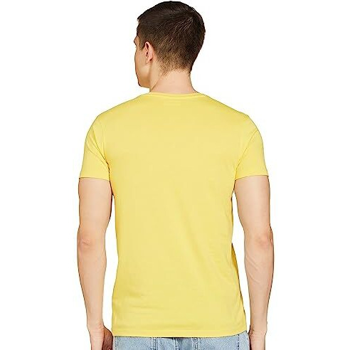 Spykar Men Printed Half Sleeve Slim Fit T-Shirt Yellow