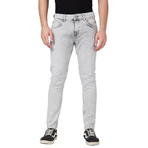 Spykar Mid Rise Slim Fit Tapered Length Grey Jeans For Men (Size 30)-Mdkn2Bc005-Light Grey