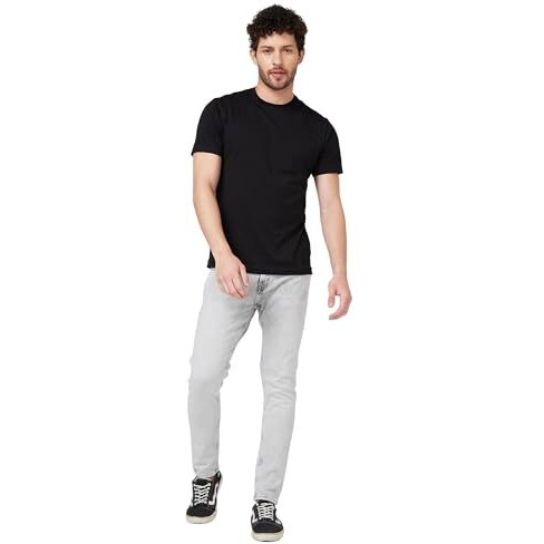 Spykar Mid Rise Slim Fit Tapered Length Grey Jeans For Men (Size 30)-Mdkn2Bc005-Light Grey