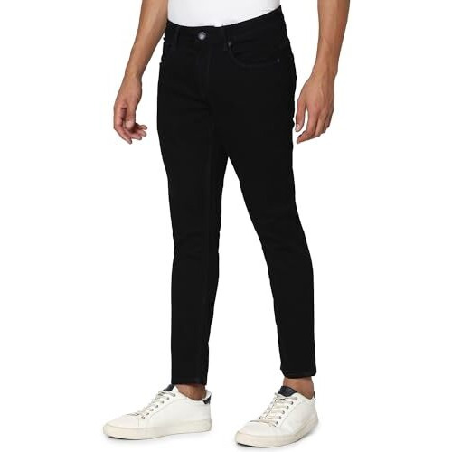 Spykar Men Raw Blue Cotton Stretch Slim Fit Tapered Length Clean Look Mid Rise Jeans (Kano)