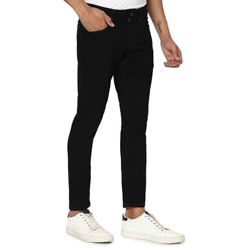 Spykar Men Raw Blue Cotton Stretch Slim Fit Tapered Length Clean Look Mid Rise Jeans (Kano)