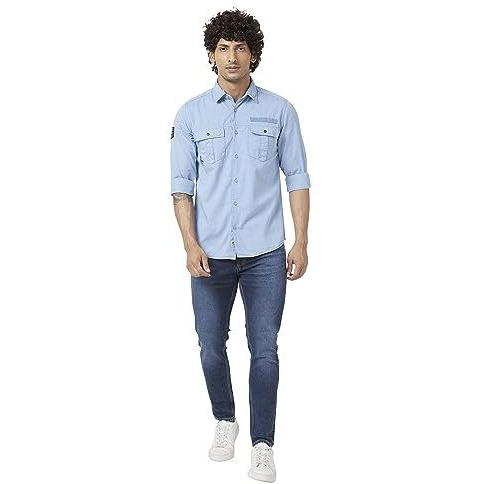 Spykar Men Dark Blue Cotton Stretch Slim Fit Tapered Length Clean Look Mid Rise Jeans (Kano)