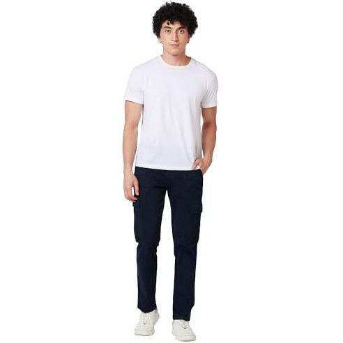 Spykar Men's Cargo || Regular Fit Cargo Pants || Cotton Cargos Navy Blue