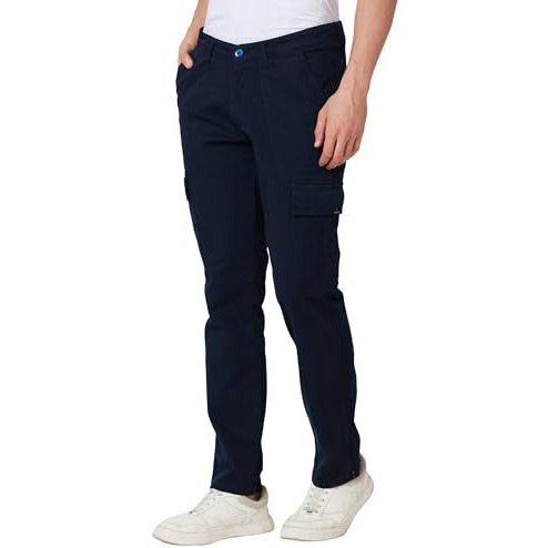 Spykar Men's Cargo || Regular Fit Cargo Pants || Cotton Cargos Navy Blue