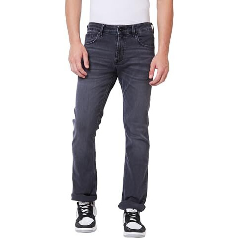 Spykar Mid Rise Bootcut Fit Black Jeans For Men (Size 34)-Mdraf1Bd011