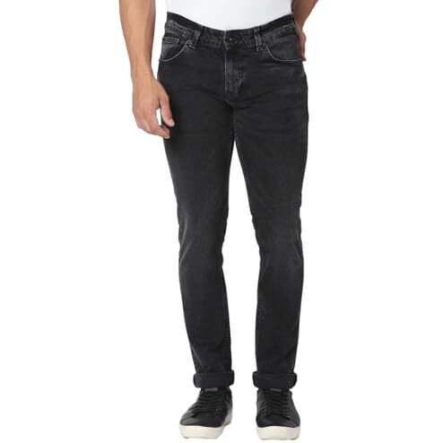 Spykar Men's Skinny Fit Low Rise Jeans Charcoal Black