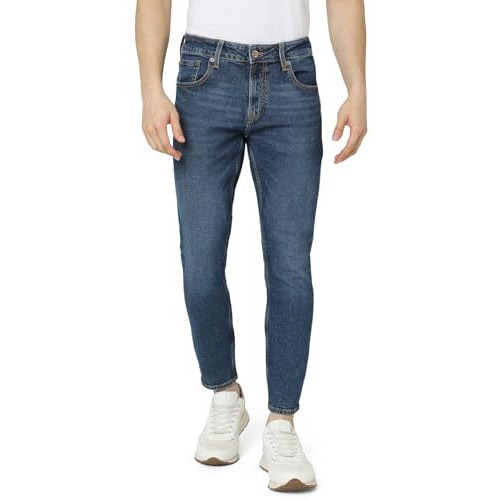 Spykar Men Blue Slim Fit Mid-Rise Casual Jeans (Size 28)-Emdkn1Bd017-Mid Blue