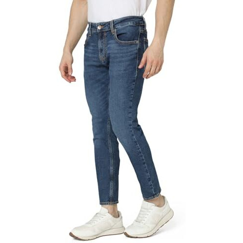 Spykar Men Blue Slim Fit Mid-Rise Casual Jeans (Size 28)-Emdkn1Bd017-Mid Blue