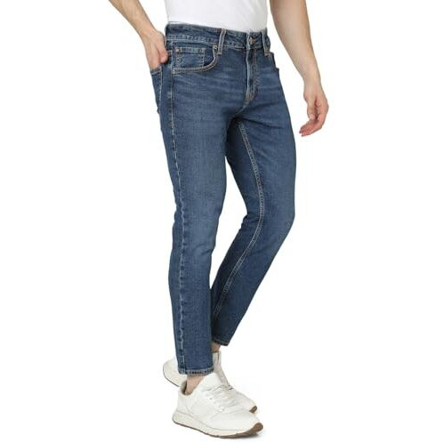Spykar Men Blue Slim Fit Mid-Rise Casual Jeans (Size 28)-Emdkn1Bd017-Mid Blue