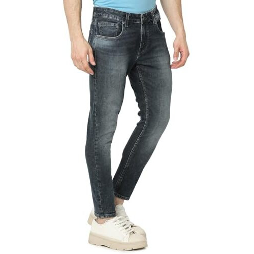 Spykar Men Blue Slim Fit Mid-Rise Casual Jeans (Size 32)-Emdkn1Bd015-Dark Blue