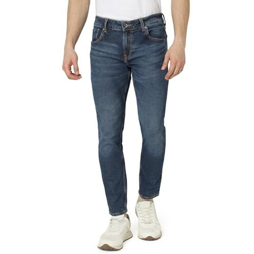 Spykar Men Blue Slim Fit Mid-Rise Casual Jeans (Size 32)-Emdkn1Bd020-Mid Blue