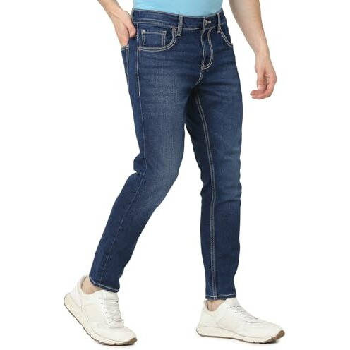 Spykar Men's Kano Slim Fit Mid Rise Jeans (Ankle Length), Blue, 34