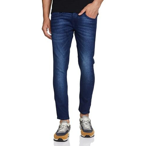 Spykar Men's Kano Slim Fit Mid-Rise Jeans (Ankle Length) Dark Blue