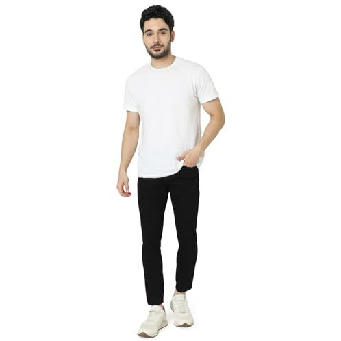 Spykar Men Black Slim Fit Mid-Rise Casual Jeans (Size 32)-Emdkn1Bd029-Black