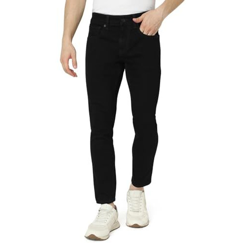 Spykar Men Black Slim Fit Mid-Rise Casual Jeans (Size 32)-Emdkn1Bd029-Black