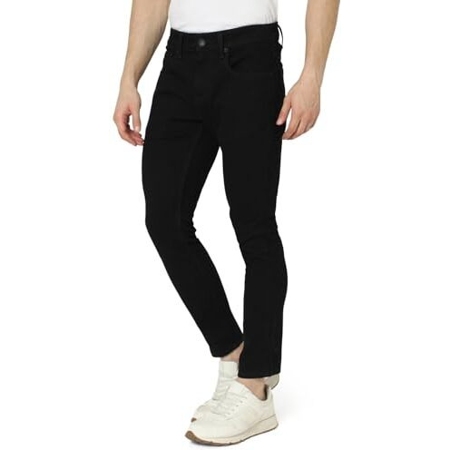 Spykar Men Black Slim Fit Mid-Rise Casual Jeans (Size 32)-Emdkn1Bd029-Black