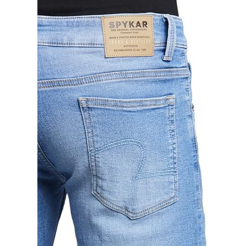 Spykar Men's Ricardo Comfort Fit Mid-Rise Mid Rise Jeans Light Blue, 34