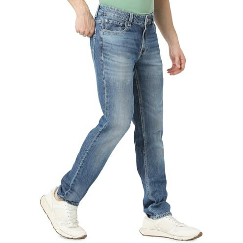 Spykar Men Blue Regular Fit Mid-Rise Casual Jeans (Size 36)-Emdro1Bd011-Mid Blue