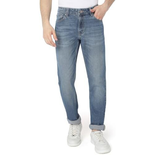 Spykar Men Blue Regular Fit Mid-Rise Casual Jeans (Size 32)-Emdro1Bd015-Mid Blue