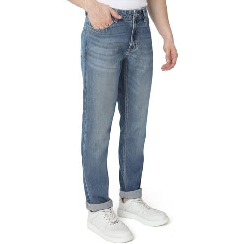 Spykar Men Blue Regular Fit Mid-Rise Casual Jeans (Size 32)-Emdro1Bd015-Mid Blue