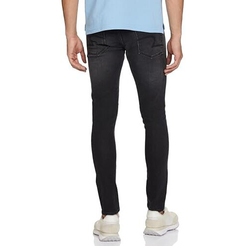 Spykar Men's Super Skinny Low Rise Jeans Charcoal Black