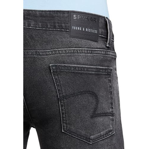 Spykar Men's Super Skinny Low Rise Jeans Charcoal Black