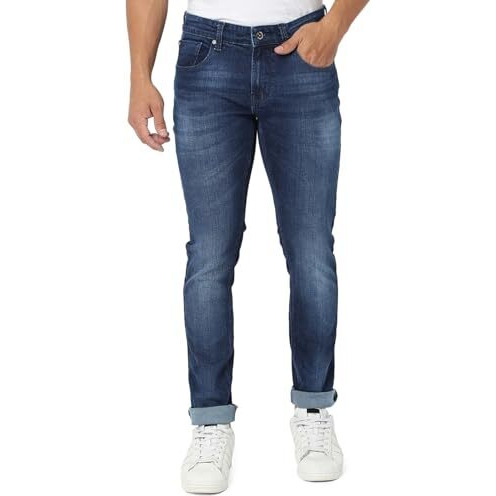 Spykar Men's Skinny Fit Low Rise Jeans Dark Blue