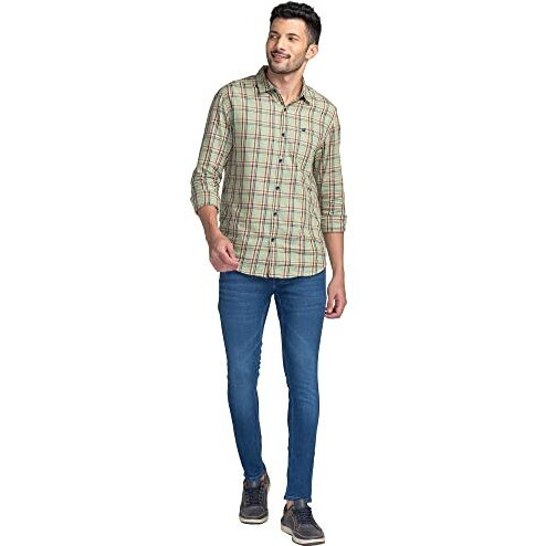 Spykar Men's Super Skinny Low Rise Jeans Mid Blue