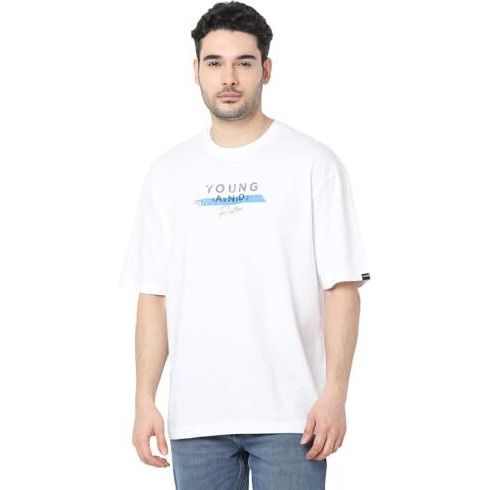 Spykar Men White Loose Fit Solid Casual T-Shirt (Size M)-Eswmtft2Bd12-White