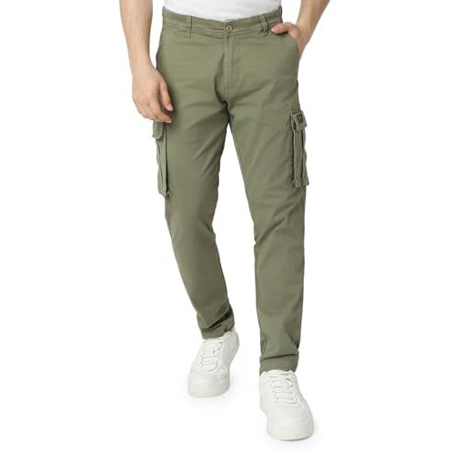 Spykar Men Green Relaxed Fit Mid-Rise Casual Cargo (Size 32)-Emtrcg2Bd002-Olive Green