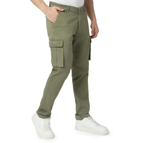 Spykar Men Green Relaxed Fit Mid-Rise Casual Cargo (Size 32)-Emtrcg2Bd002-Olive Green