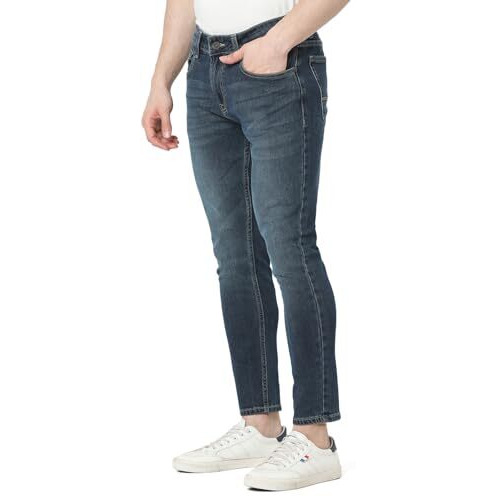Spykar Men Blue Slim Fit Mid-Rise Casual Jeans (Size 30)-Emdkn2Bd002-Vintage Blue
