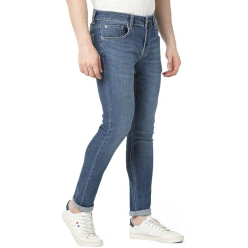 Spykar Men Blue Slim Fit Low Rise Casual Jeans (Size 32)-Emdss2Bd010-Mid Blue