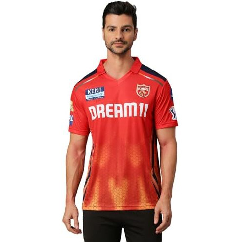 Playr Men's Printed Regular Fit Jersey (Prpbks24-Fanjhs_Red