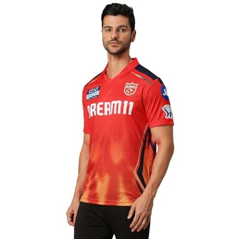 Playr Men's Printed Regular Fit Jersey (Prpbks24-Fanjhs_Red
