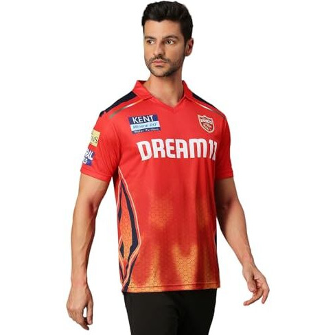 Playr Men's Printed Regular Fit Jersey (Prpbks24-Fanjhs_Red