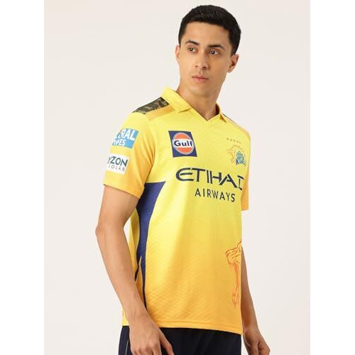 Playr Unisex's Geometric Classic Fit T-Shirt (Prcsk25-Mjhs-7D-Adult Yellow