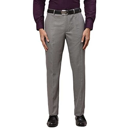 Park Avenue Men's Pleatless Smart Fit Medium Grey Formal Trouser
