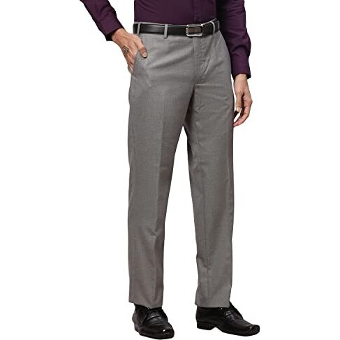 Park Avenue Men's Pleatless Smart Fit Medium Grey Formal Trouser