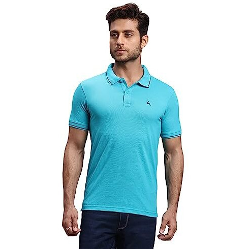 Parx Men Regular Fit Solid Pattern Cotton Polyester Blend Polo Neck Casual T-Shirt (Size 39)-Xmkb06151-N5 Medium Green
