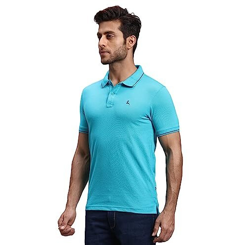 Parx Men Regular Fit Solid Pattern Cotton Polyester Blend Polo Neck Casual T-Shirt (Size 39)-Xmkb06151-N5 Medium Green