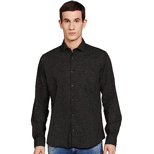 Park Avenue Men's Cotton Slim Shirt (Pcsa02670-K7_Black, 39