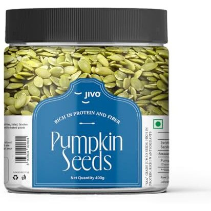 Jivo Raw Pumpkin Seeds | Healthy Snack For Breakfast | High In Fiber & Antioxidants | Ideal For Diets & Weight Management | Nutritious Superfood For Daily Wellness | Hygienically Packed - 400G