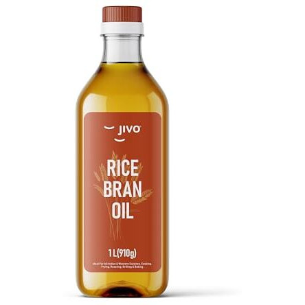 Jivo Rice Bran Health Oil 1 Litre - Cooking Oil For A Healthier Heart | Rich In Antioxidants & Vitamins | Ideal For Deep Frying, Sauting & Baking | Chemical-Free | 100% Pure & Natural (Pack Of 1)