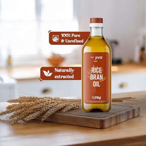 Jivo Rice Bran Health Oil 1 Litre - Cooking Oil For A Healthier Heart | Rich In Antioxidants & Vitamins | Ideal For Deep Frying, Sauting & Baking | Chemical-Free | 100% Pure & Natural (Pack Of 1)